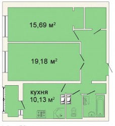 Двухкомнатная квартира 70.02 м²