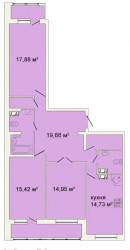 Трёхкомнатная квартира 104.22 м²